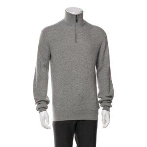 Moncrief Authentic Men’s Solid Gray Long Sleeve Half Zip Sweater Small